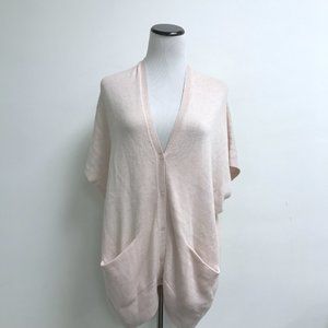 Theory pink cashmere cotton light pink shrug cardigan  sweater short sleeve M